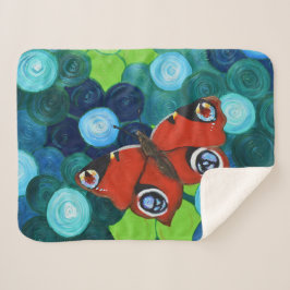 Peacock Butterfly Painting Sherpa Deken