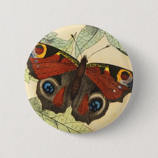 Peacock Butterfly Ronde Button 5,7 Cm (Voorkant)