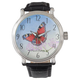 Peacock Butterfly Waterverf Painting Horloge