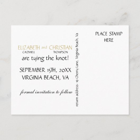 Peacock Button & Bow SAVE THE DATE Briefkaart-Blau Aankondigingskaart (Achterkant)