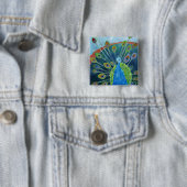 Peacock-Button Vierkante Button 5,1 Cm (In situ)