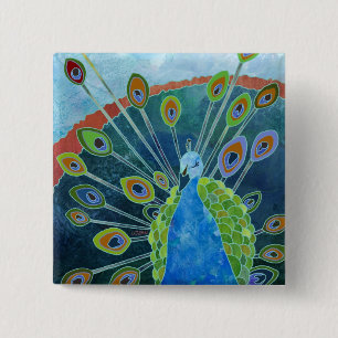 Peacock-Button Vierkante Button 5,1 Cm