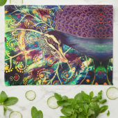 Peacock caleidoscoop kleurrijke boho abstracte kun theedoek (Gevouwen)