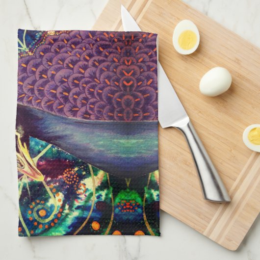 Peacock caleidoscoop kleurrijke boho abstracte kun theedoek (Quarter Fold)