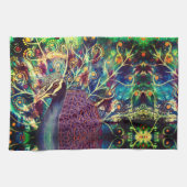 Peacock caleidoscoop kleurrijke boho abstracte kun theedoek (Horizontaal)