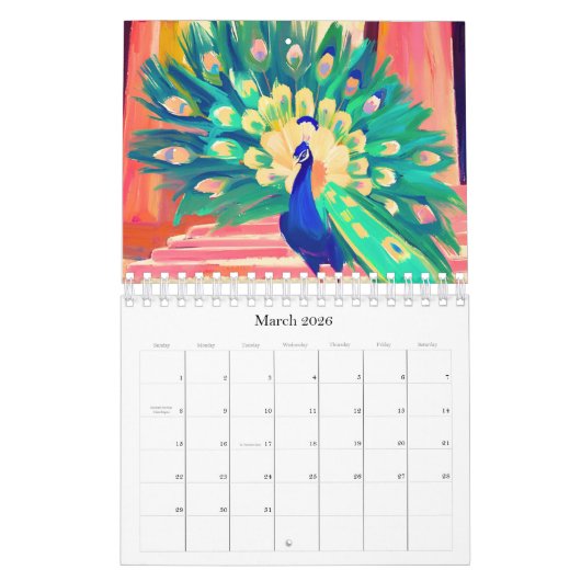 peacock calendar kalender (Mar 2026)