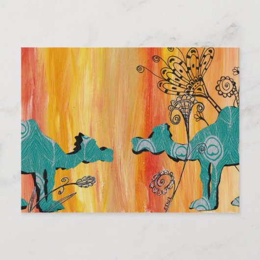 Peacock Camels Briefkaart (Voorkant)