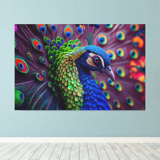 Peacock Canvas Afdruk (Insitu (Houten vloer))