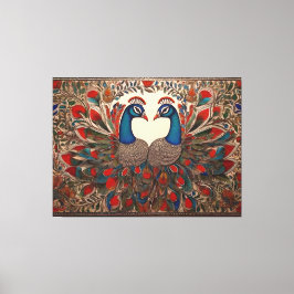 Peacock Canvas Prints: Authentieke Madhubani kunst Afdruk