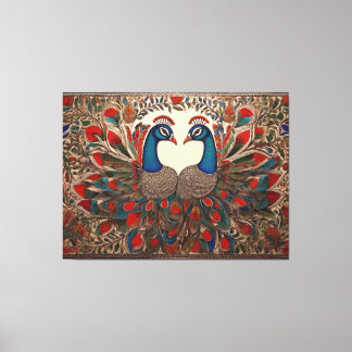 Peacock Canvas Prints: Authentieke Madhubani kunst Afdruk