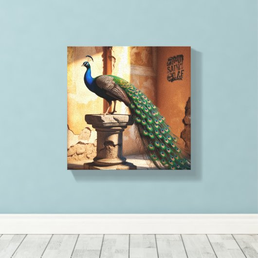 Peacock canvas schilderij (Insitu (Houten vloer))