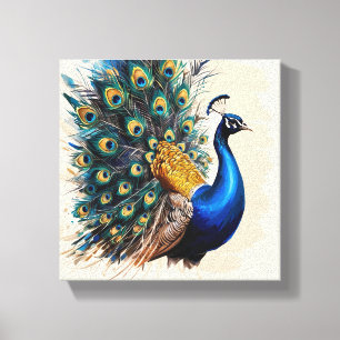 Peacock canvas verf geluk afdruk