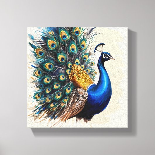 Peacock canvas verf geluk afdruk (Voorkant)