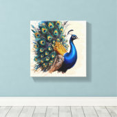 Peacock canvas verf geluk afdruk (Insitu (Houten vloer))