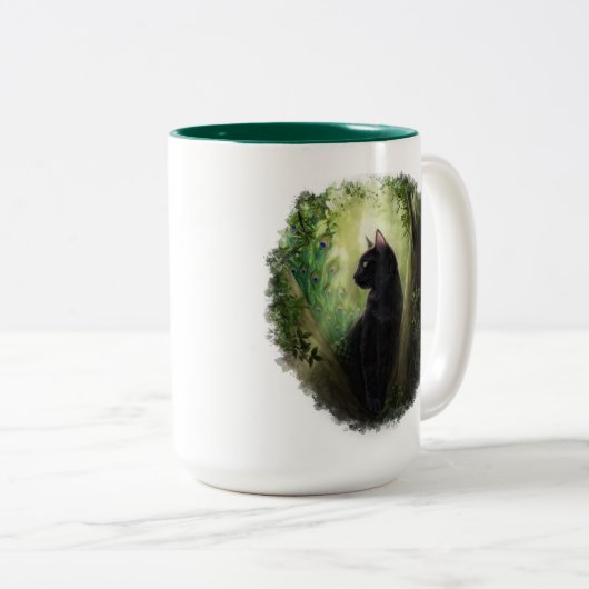 Peacock Cat Tweekleurige Koffiemok (Voorkant rechts)