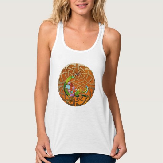 Peacock Celtic Deco Dubbele Grafische Juwelen Tanktop (Voorkant)