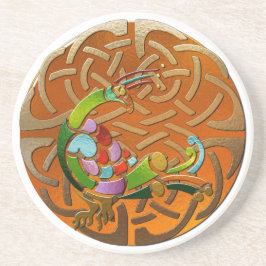 Peacock Celtic Deco Jeweled Zandsteen Onderzetter