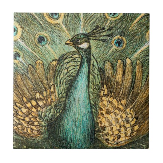 Peacock Ceramic Tile Tegeltje (Voorkant)