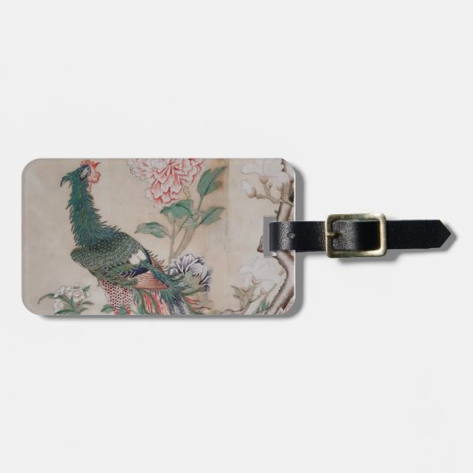  Peacock Chinees behang Bagagelabel (Voorkant horizontaal)