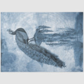 Peacock Chinoiserie Blue in White Floral Decoupage Tissuepapier (Voorkant)