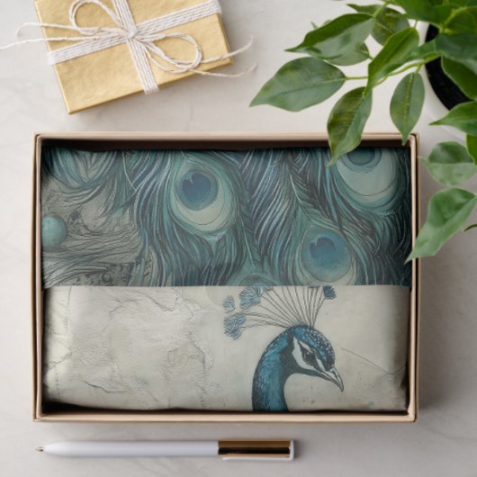 Peacock  Chinoiserie Decoupage Schilderij Tissuepapier (Geschenk)
