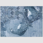 Peacock Chinoiserie Floral Blue White ontlepage Tissuepapier (Voorkant)