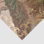 Peacock Chinoiserie Peony Floral Gold Decoupage Tissuepapier (Detail)
