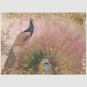 Peacock Chinoiserie Peony Floral Gold Decoupage Tissuepapier (Voorkant)