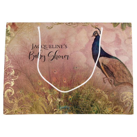 Peacock Chinoiserie Pioen Bloemen Baby Meisje Douc Groot Cadeauzakje (Voorkant)