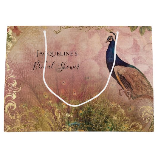 Peacock Chinoiserie Pioen Bloemen Vrijgezellenfees Groot Cadeauzakje (Voorkant)