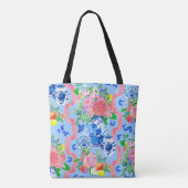 Peacock Chinoiserie Vaas met Bloemen Winkeltas Tote Bag (Achterkant)