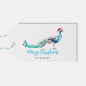 Peacock Christmas Gift Label gepersonaliseerd Cadeaulabel