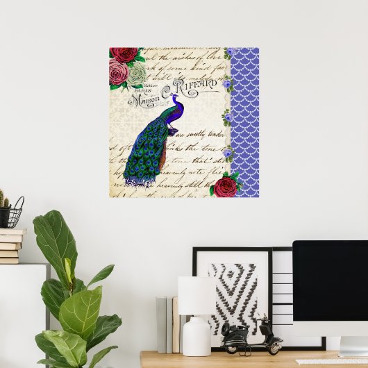  Peacock Collage art poster (Thuiskantoor)