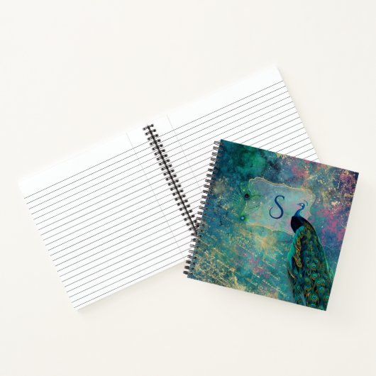  Peacock Collage Monogram Notitieboek (Binnen)
