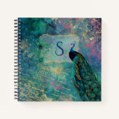  Peacock Collage Monogram Notitieboek (Voorkant)
