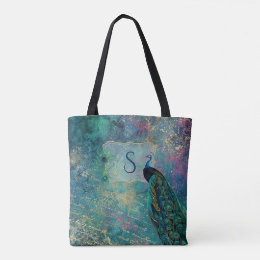  Peacock Collage Monogram Tote Bag (Achterkant)