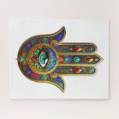 Peacock Color Flower Petals Hamsa Green Third Eye Legpuzzel (Horizontaal)