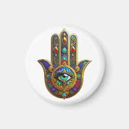 Peacock Color Flower Petals Hamsa Green Third Eye Magneet