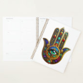 Peacock Color Flower Petals Hamsa Green Third Eye Planner (Display)
