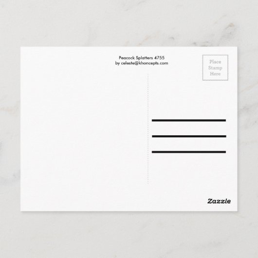 Peacock Color Splatter Briefkaart (Achterkant)