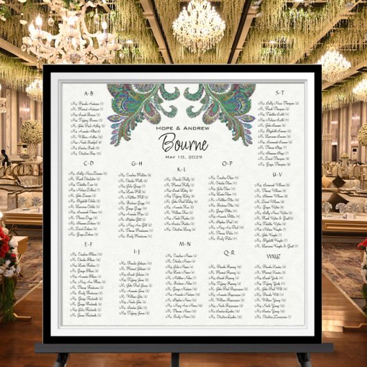 Peacock Colors - 100 tot 150 gasten - alfabetisch Poster