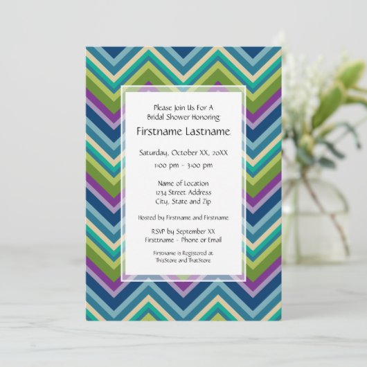 Peacock Colors Chevron Pattern Vrijgezellenfeest Kaart (Staand voorkant)