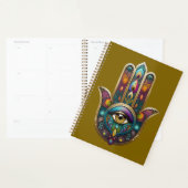 Peacock Colors Hamsa w/ Gold Third Eye Planner (Display)