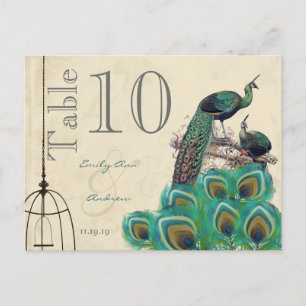 Peacock Colors Paisley Weddenroletabel Number Briefkaart