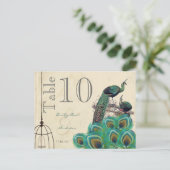 Peacock Colors Paisley Weddenroletabel Number Briefkaart (Staand voorkant)