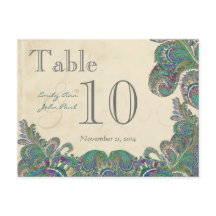 Peacock Colors Paisley Weddenroletabel Number