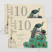 Peacock Colors Paisley Weddenroletabel Number Briefkaart (Voorkant / Achterkant)