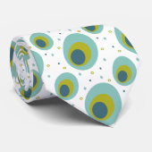 Peacock Colors Turquoise Blue Green Mid-eeuwse Stropdas (Opgerold)