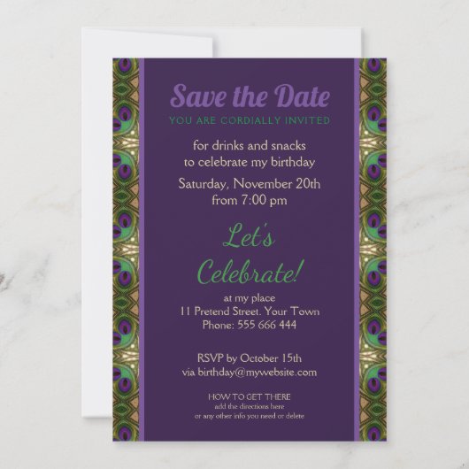 Peacock Cross Paars Green Special Birthday (Achterkant)