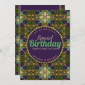 Peacock Cross Paars Green Special Birthday (Voorkant / Achterkant)